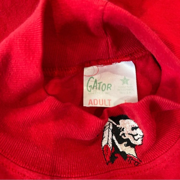 VTG 80s Gator Athletics Inc Mock Neck Long Sleeve Shirt Men L Red USA Warrior - Picture 7 of 8